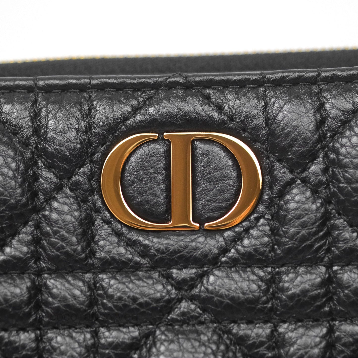 Christian Dior Caro Dahlia Wallet Black Calfskin Gold Hardware