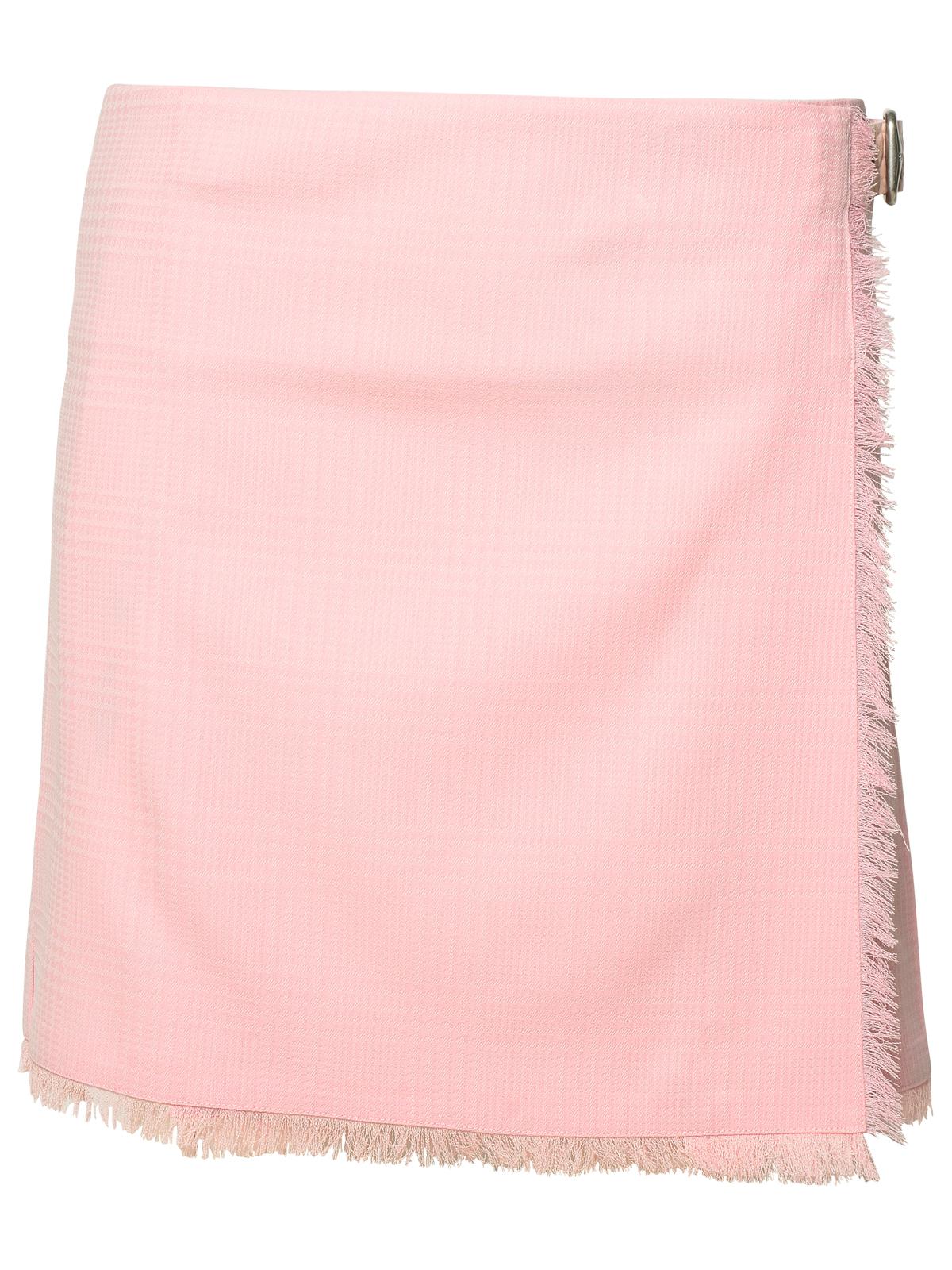 Burberry Pink Virgin Wool Miniskirt Woman
