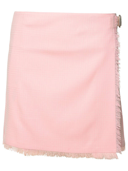 Burberry Pink Virgin Wool Miniskirt Woman