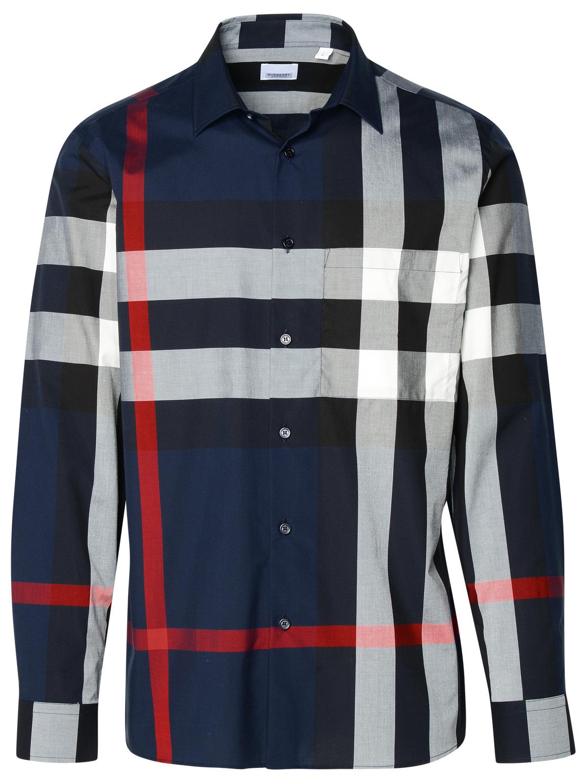 Burberry Navy Cotton Shirt Man
