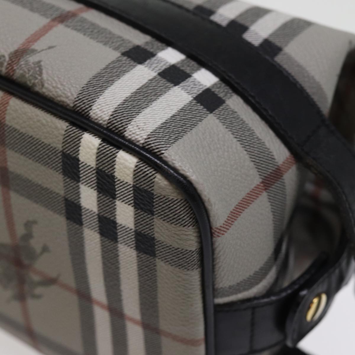 BURBERRYSs Nova Check Clutch Bag PVC Gray Auth 77007