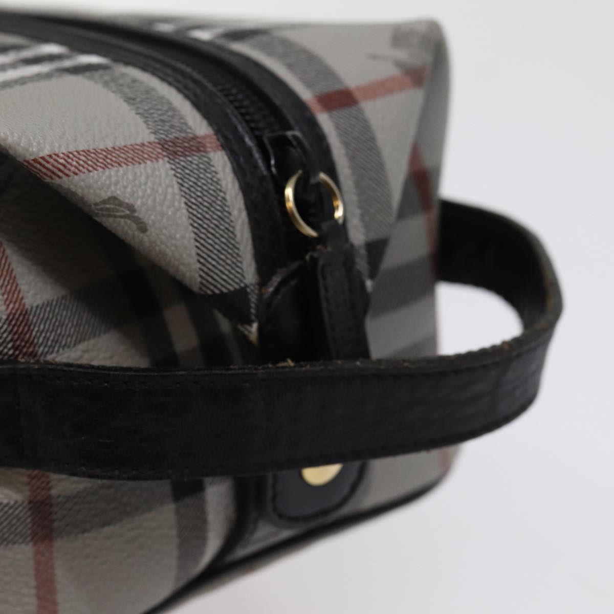 BURBERRYSs Nova Check Clutch Bag PVC Gray Auth 77007