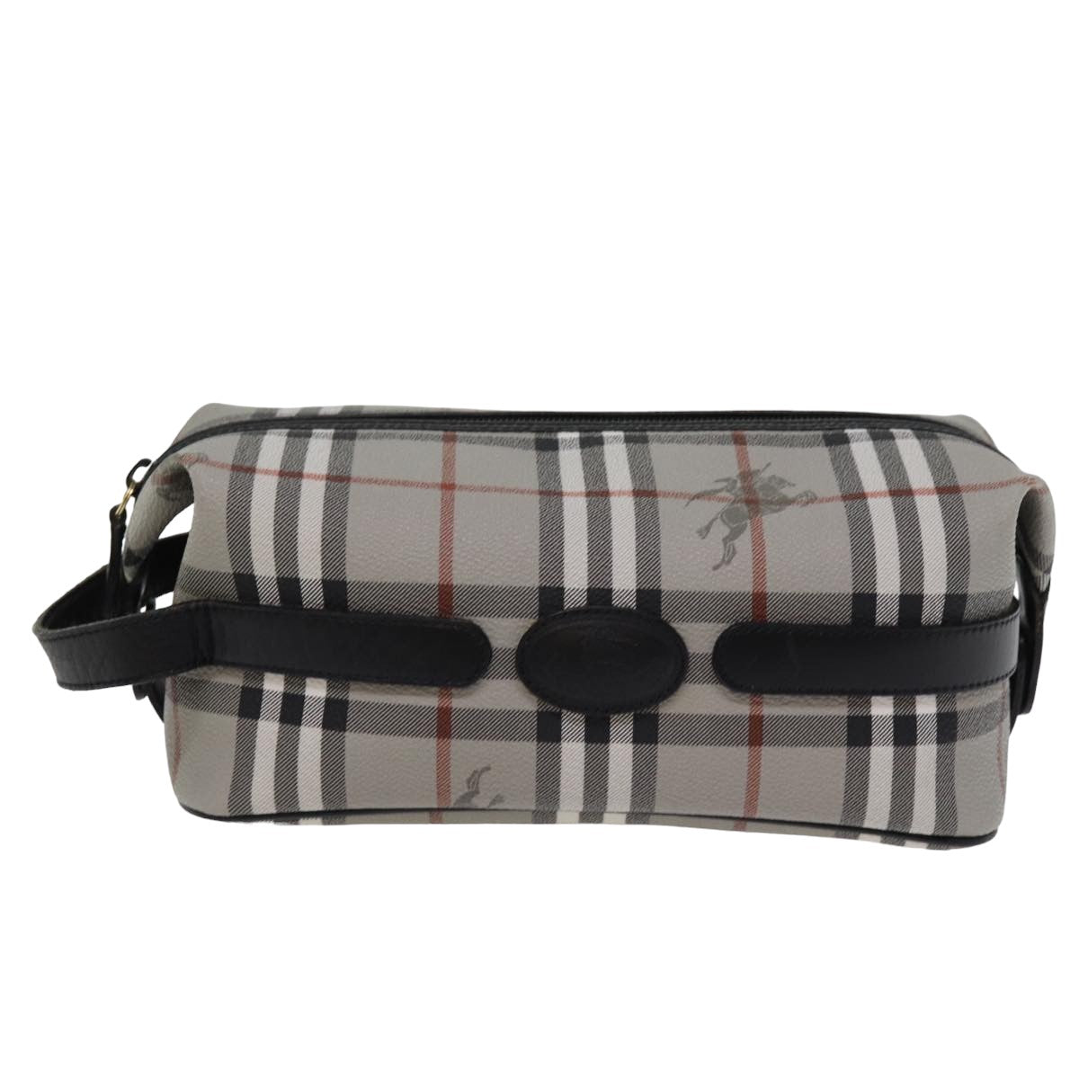 BURBERRYSs Nova Check Clutch Bag PVC Gray Auth 77007