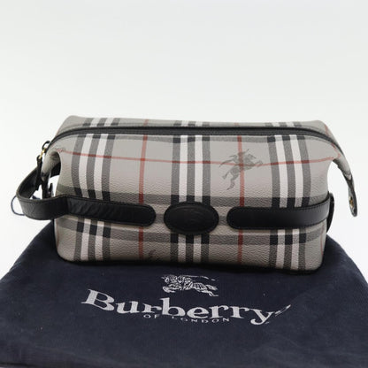 BURBERRYSs Nova Check Clutch Bag PVC Gray Auth 77007
