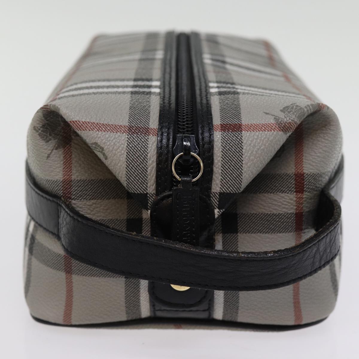 BURBERRYSs Nova Check Clutch Bag PVC Gray Auth 77007