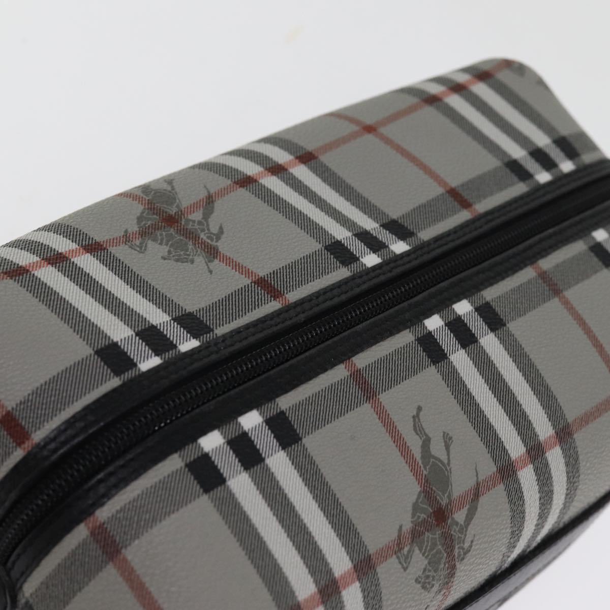 BURBERRYSs Nova Check Clutch Bag PVC Gray Auth 77007