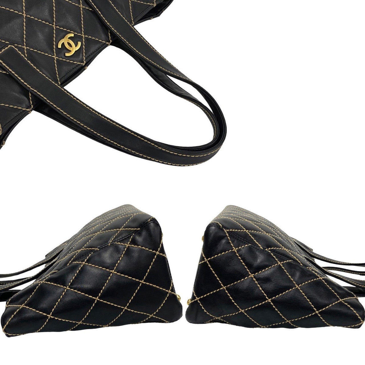 Chanel CC Wild Stitch Tote Bag  Leather Handbag in Good condition
