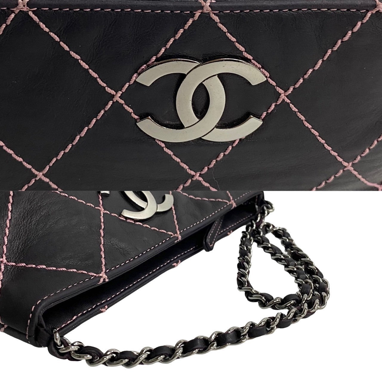 Chanel CC Wild Stitch Chain Bag  Leather Handbag in Good condition
