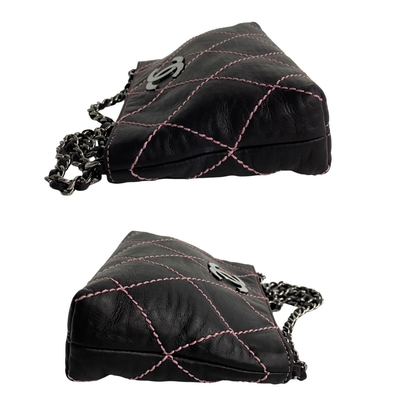 Chanel CC Wild Stitch Chain Bag  Leather Handbag in Good condition