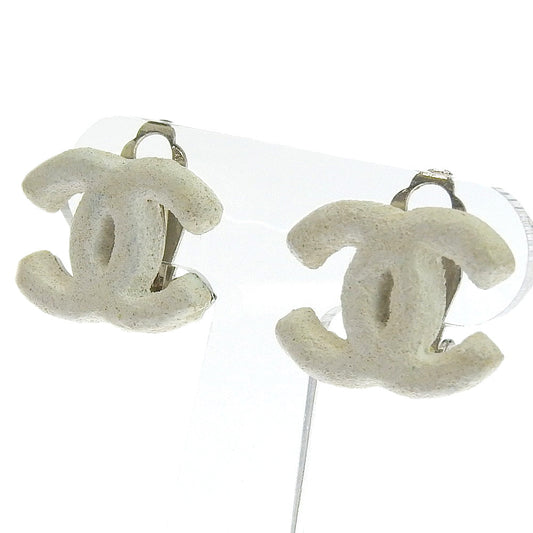 CHANEL Earring metallic White COCO Mark Women Used