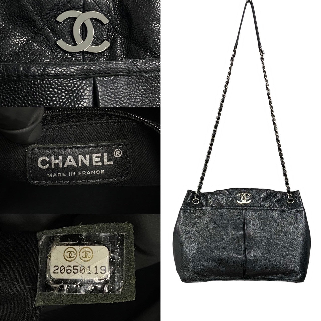 Chanel Matelasse Coco Caviar Skin Chain Semi Shoulder Bag Leather Shoulder Bag 21559 in Good condition