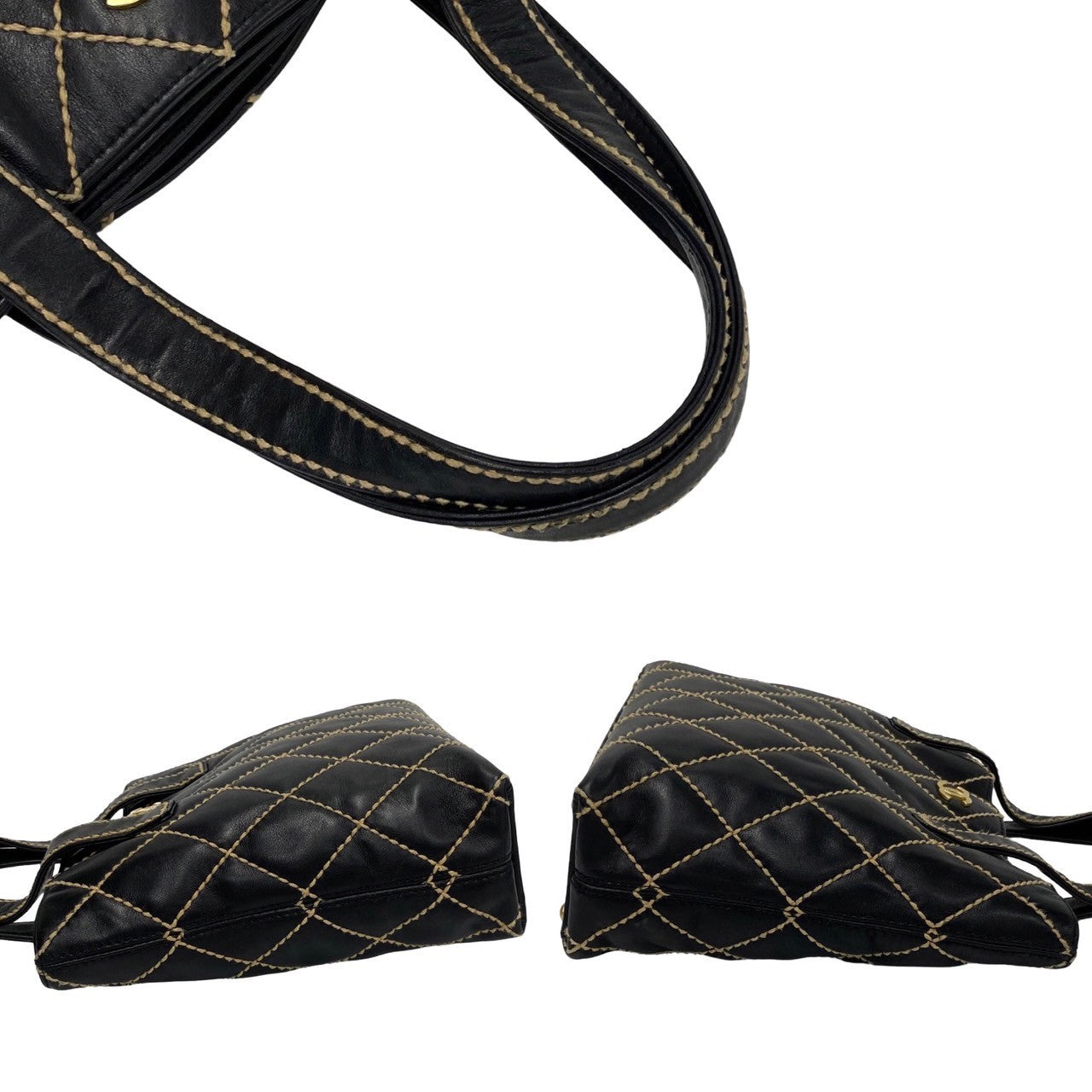 Chanel Matelasse Wild Stitch Coco Mark Leather Tote Bag Leather Tote Bag 36651 in Good condition