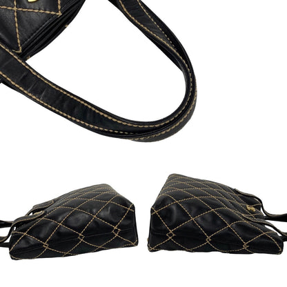 Chanel Matelasse Wild Stitch Coco Mark Leather Tote Bag Leather Tote Bag 36651 in Good condition