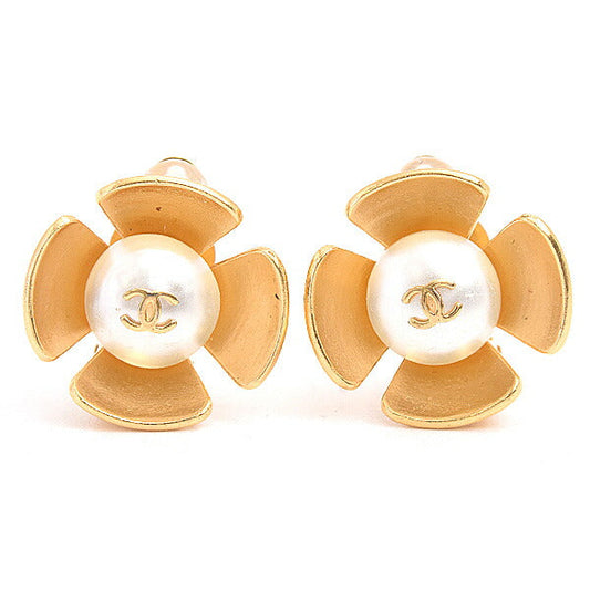 Chanel GP Coco Mark Flower Design Earrings 96P