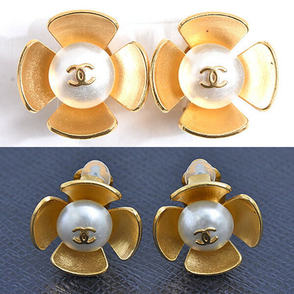 Chanel GP Coco Mark Flower Design Earrings 96P