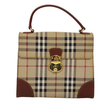 BURBERRYSs Nova Check Hand Bag PVC 2way Beige Auth 77376