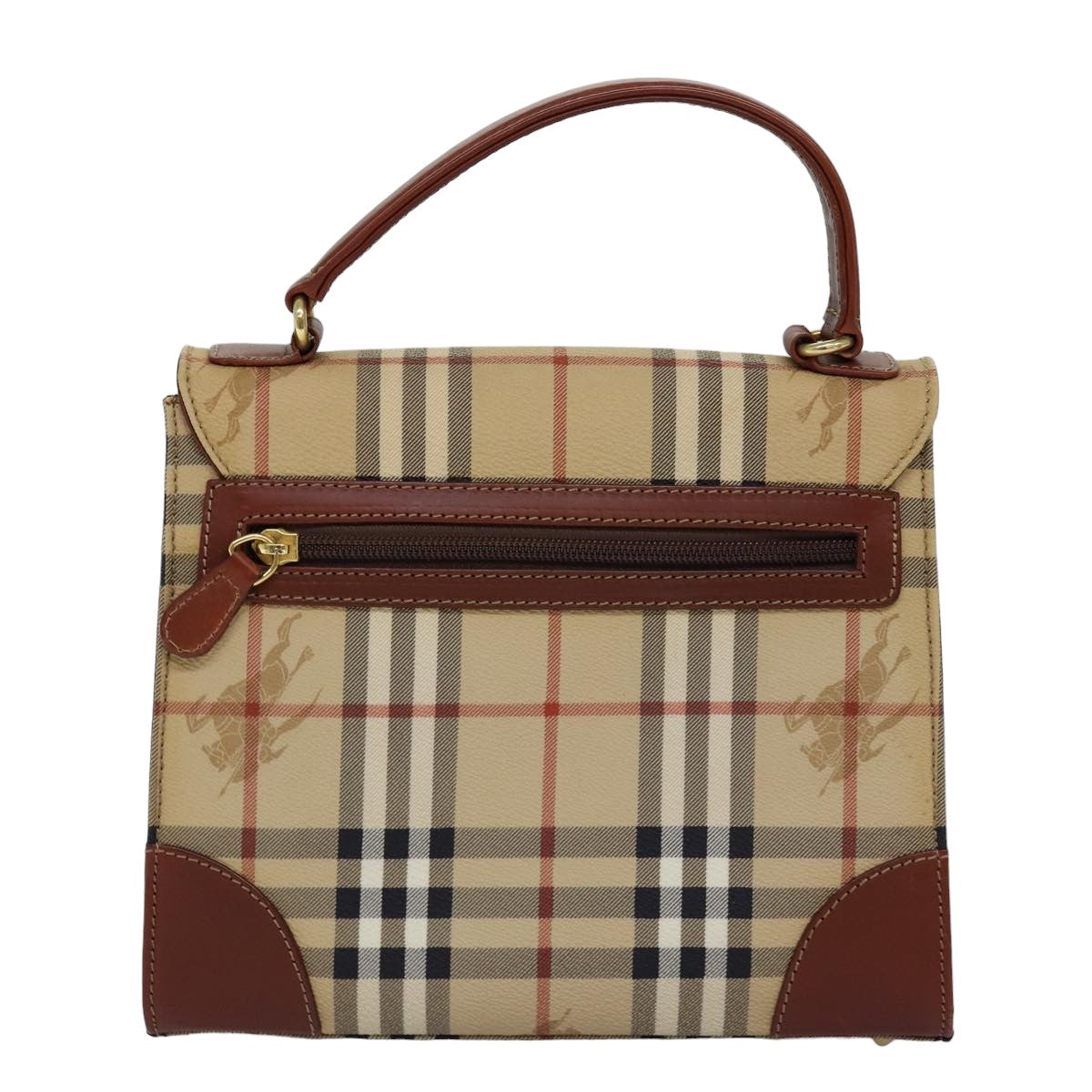 BURBERRYSs Nova Check Hand Bag PVC 2way Beige Auth 77376