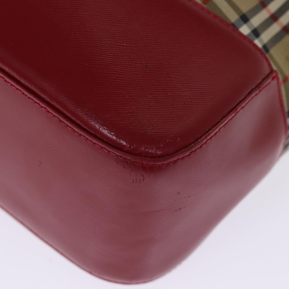 BURBERRYSs Nova Check Shoulder Bag Canvas Leather Beige Red Auth 77378