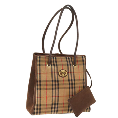 BURBERRYSs Nova Check Tote Bag Canvas Beige Auth 77379