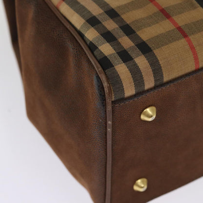 BURBERRYSs Nova Check Tote Bag Canvas Beige Auth 77379