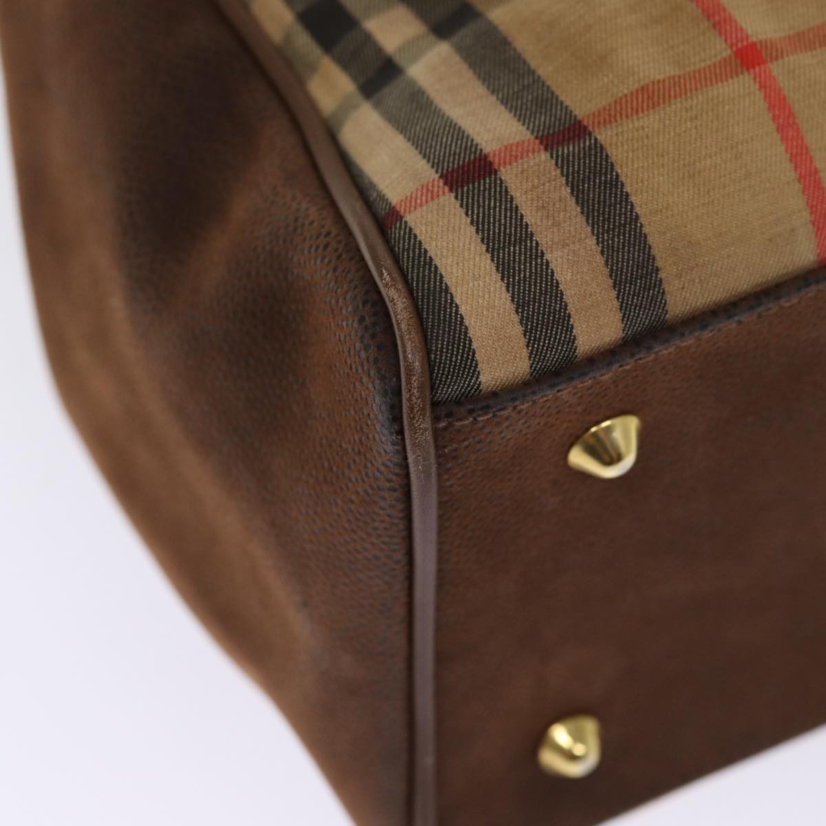 BURBERRYSs Nova Check Tote Bag Canvas Beige Auth 77379