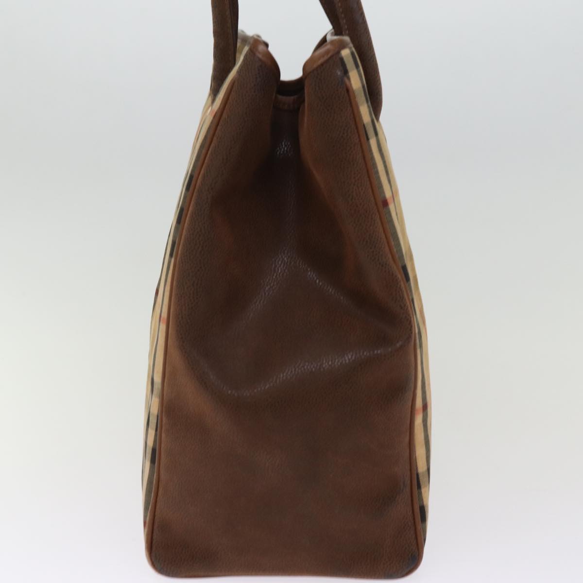 BURBERRYSs Nova Check Tote Bag Canvas Beige Auth 77379