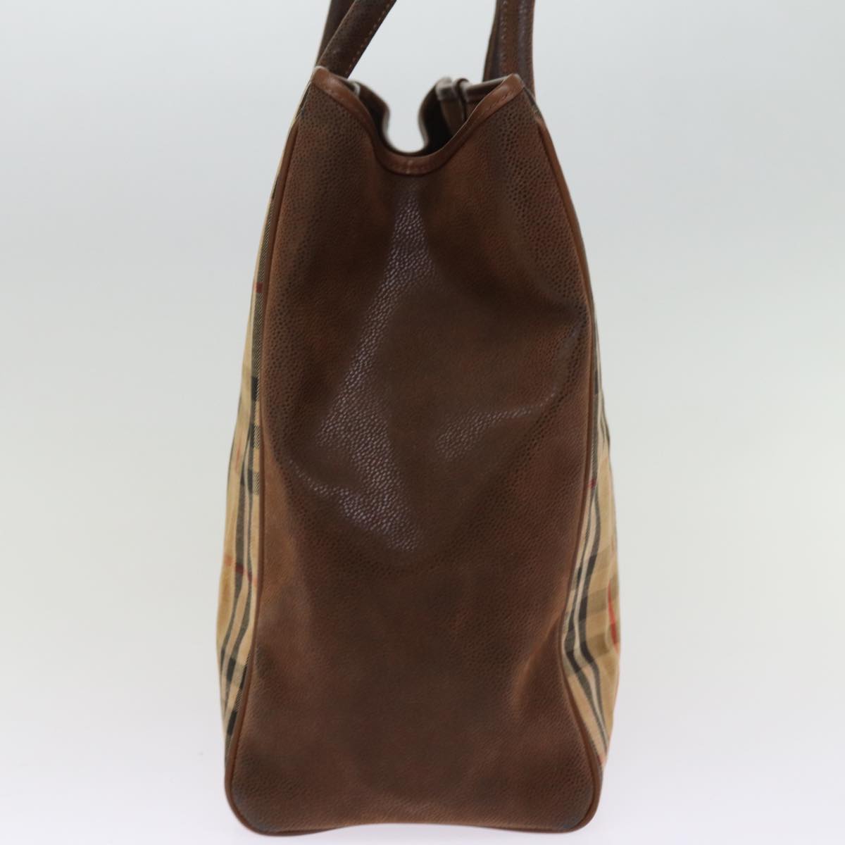 BURBERRYSs Nova Check Tote Bag Canvas Beige Auth 77379