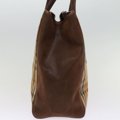 BURBERRYSs Nova Check Tote Bag Canvas Beige Auth 77379