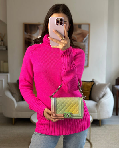 ChanelMulti-Coloured Small Boy Bag in Caviar Leather with Silver Hardware