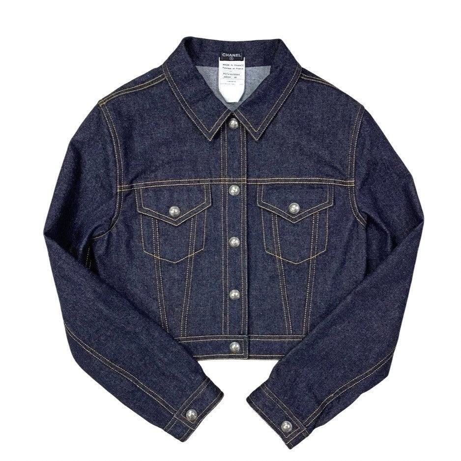 CHANEL Denim Jacket cotton Navy 40