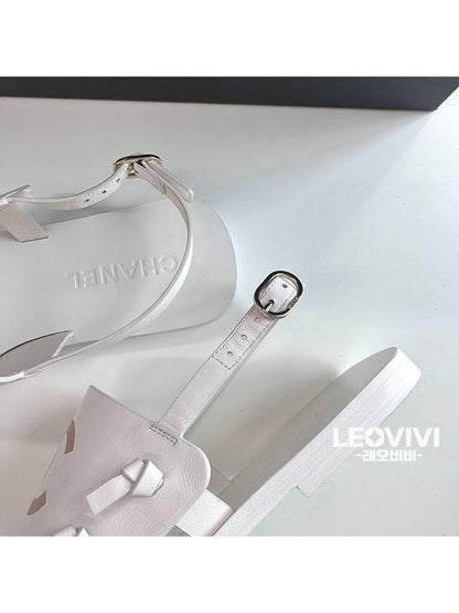 CC Logo Printing Sandals White Chanel