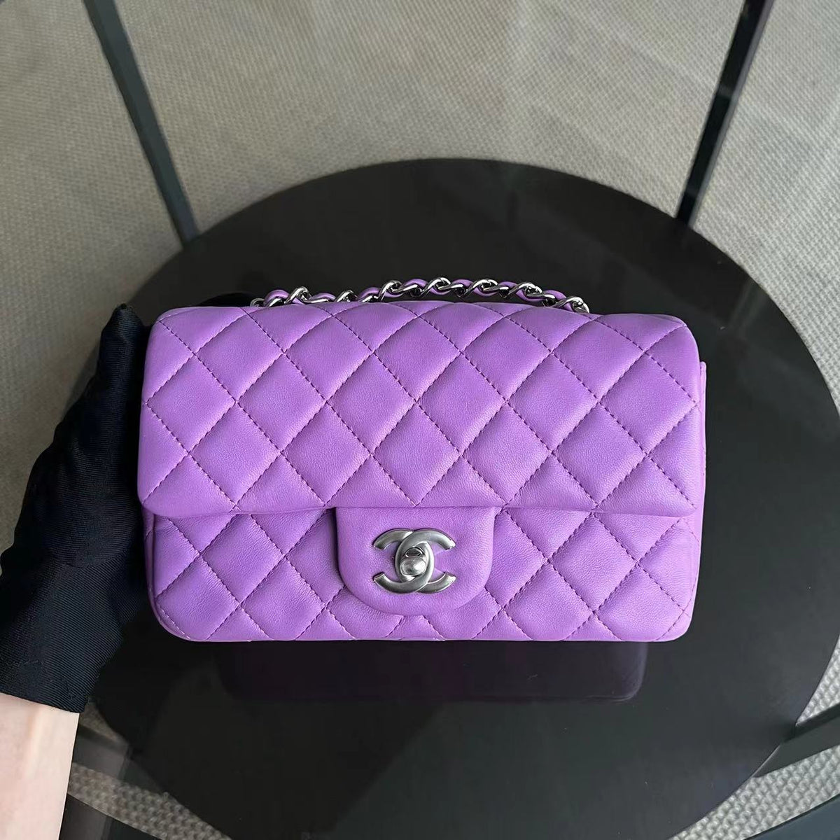 Chanel Classic Flap Mini - 20CM Rectangle Quilted Lambskin Purple Silver Hardware Series 29