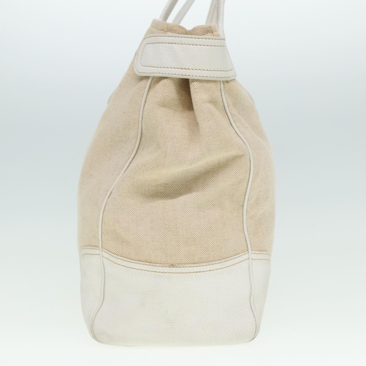 PRADA Tote Bag Canvas Beige Auth 77732