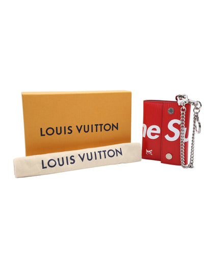 Louis Vuitton Red Leather Supreme Chain wallet accessories