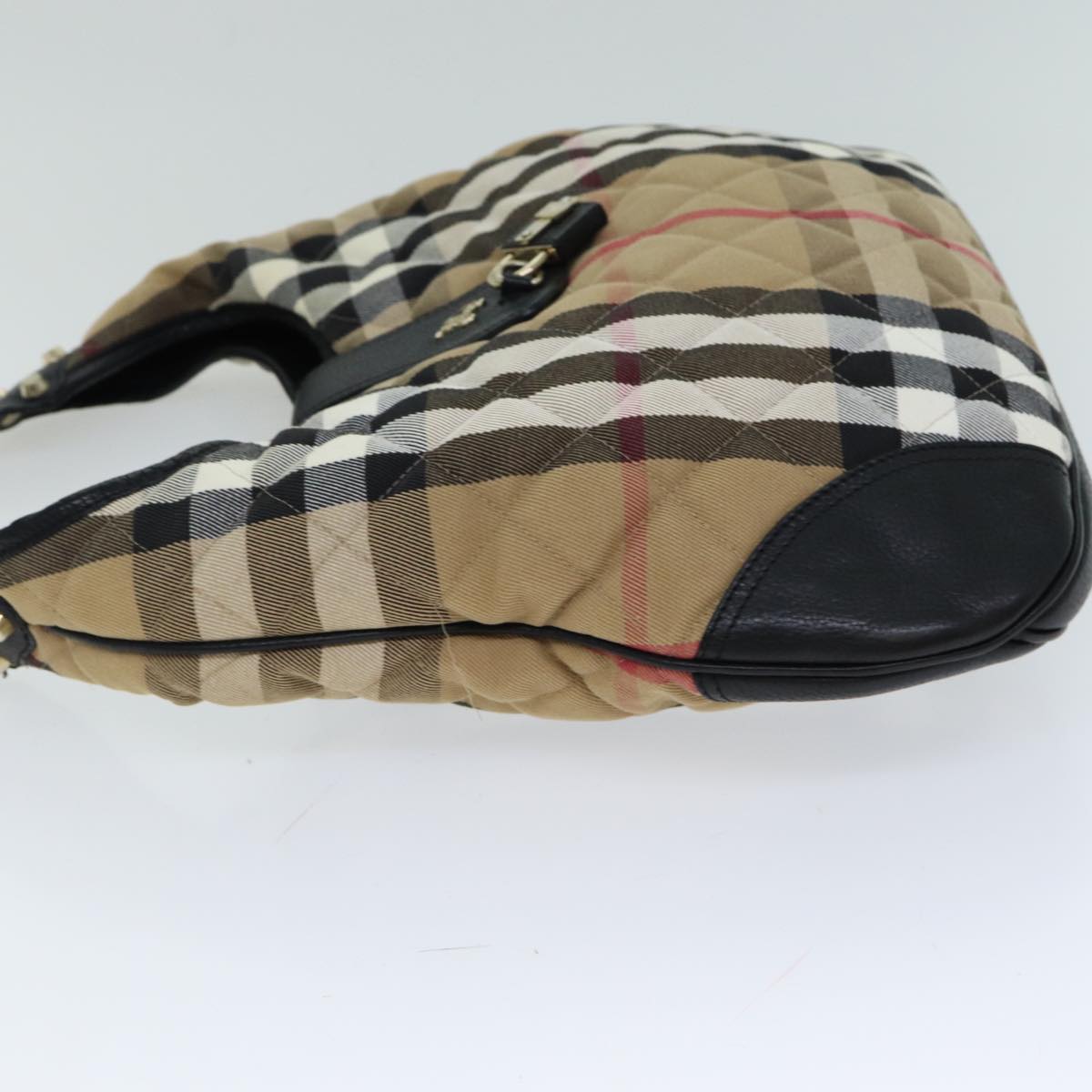 BURBERRY Nova Check Shoulder Bag Canvas Leather Beige Black Auth 77769