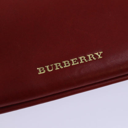 BURBERRY Nova Check Shoulder Bag Canvas Leather Red Beige Auth 77800