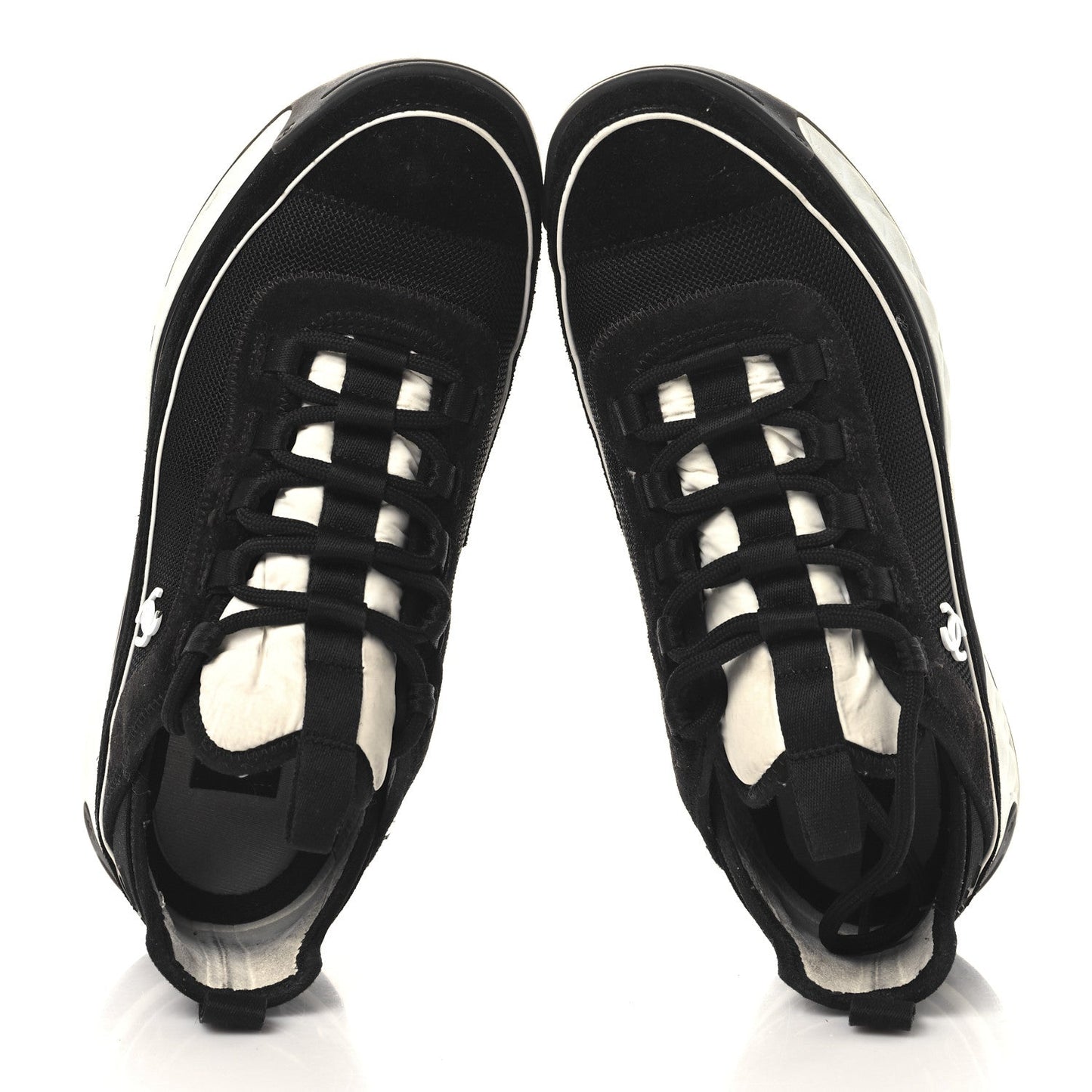 Velvet Calfskin Mixed Fibers CC Sneakers 40 Black