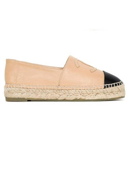 Lambskin Espadrilles Beige Black Chanel