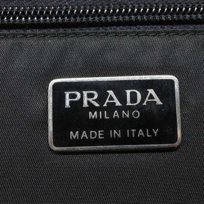 PRADA Shoulder Bag Leather Silver Black Auth 78102