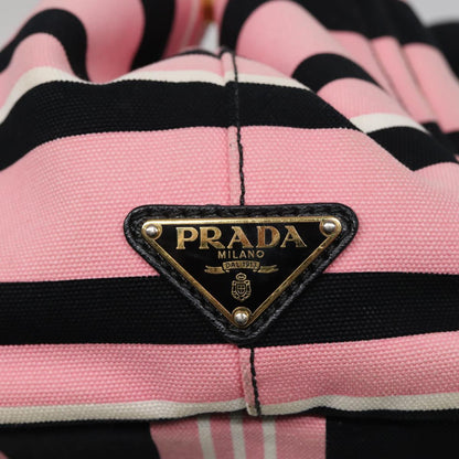 PRADA Canapa MM Hand Bag Canvas 2way Pink Navy Auth 78269