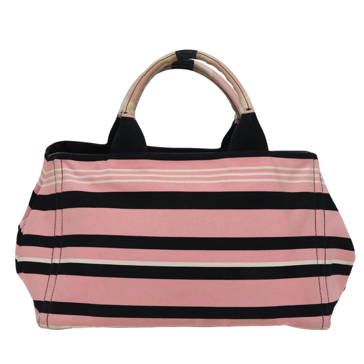 PRADA Canapa MM Hand Bag Canvas 2way Pink Navy Auth 78269