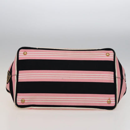 PRADA Canapa MM Hand Bag Canvas 2way Pink Navy Auth 78269