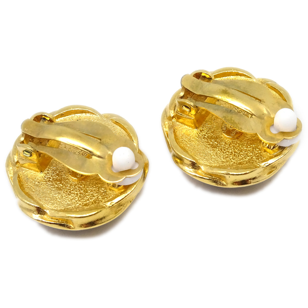 Chanel Black Button Earrings Clip-On 96P