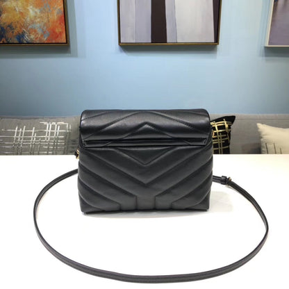 Yves Saint Laurent Loulou Mini Shoulder Bag Black  7in/18cm