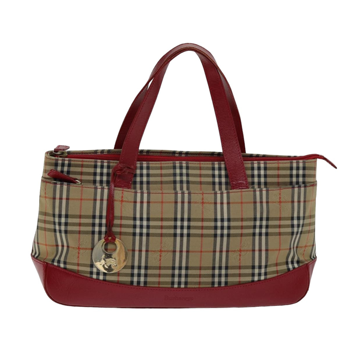 BURBERRYSs Nova Check Hand Bag Canvas Beige Auth 78335