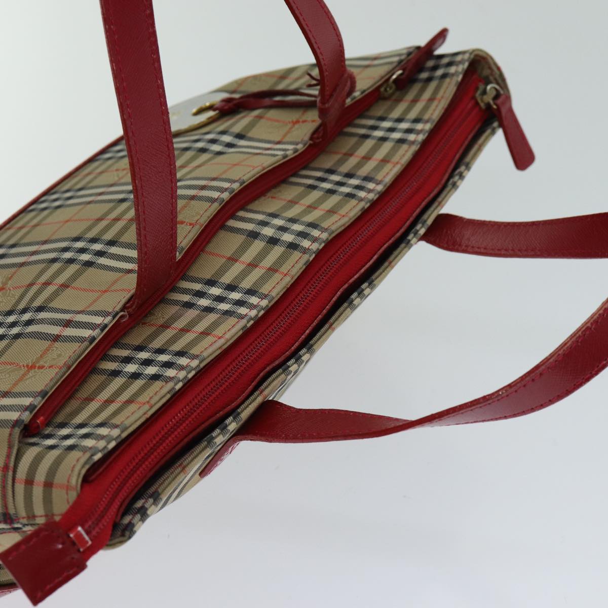 BURBERRYSs Nova Check Hand Bag Canvas Beige Auth 78335
