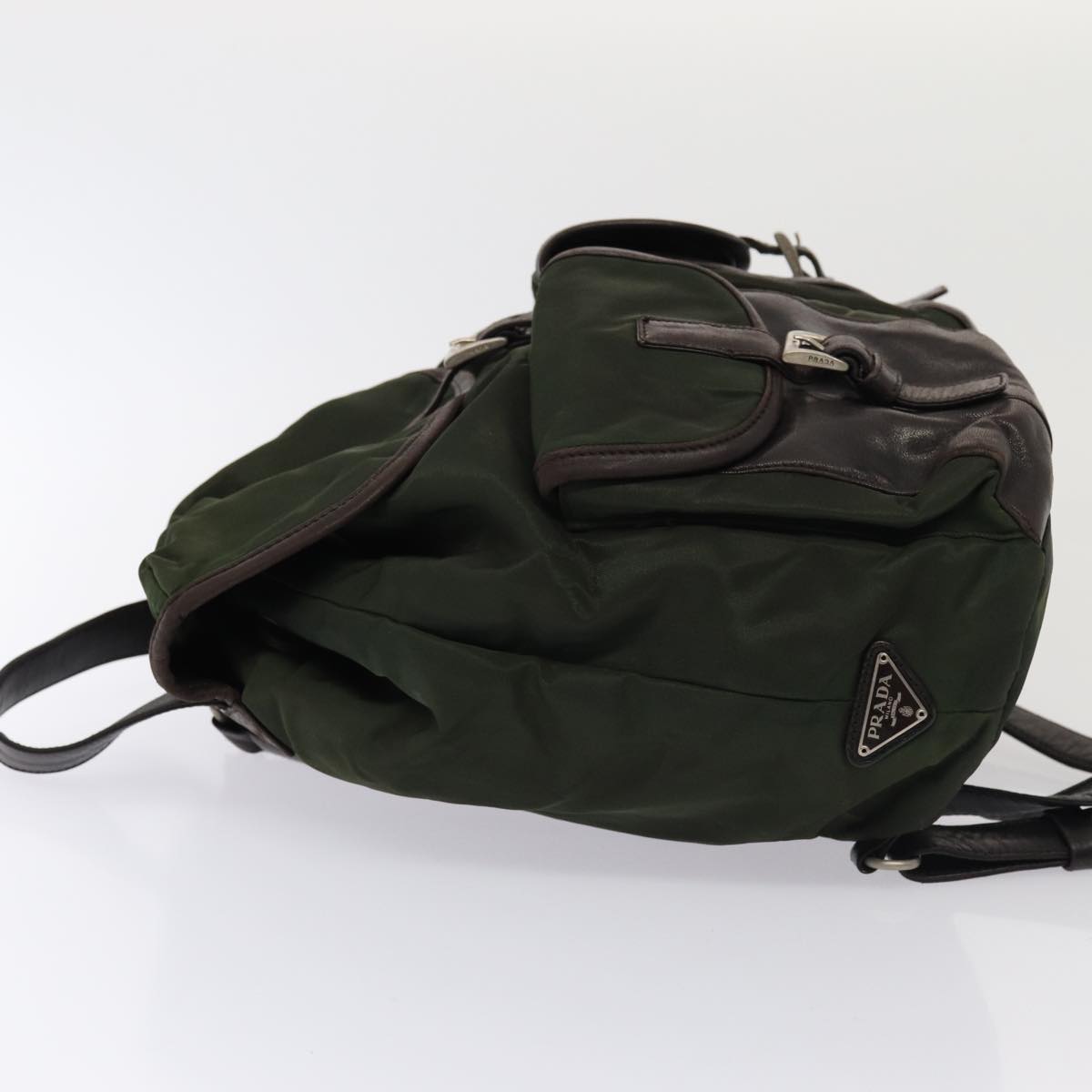 PRADA Backpack Nylon Khaki Auth 78357