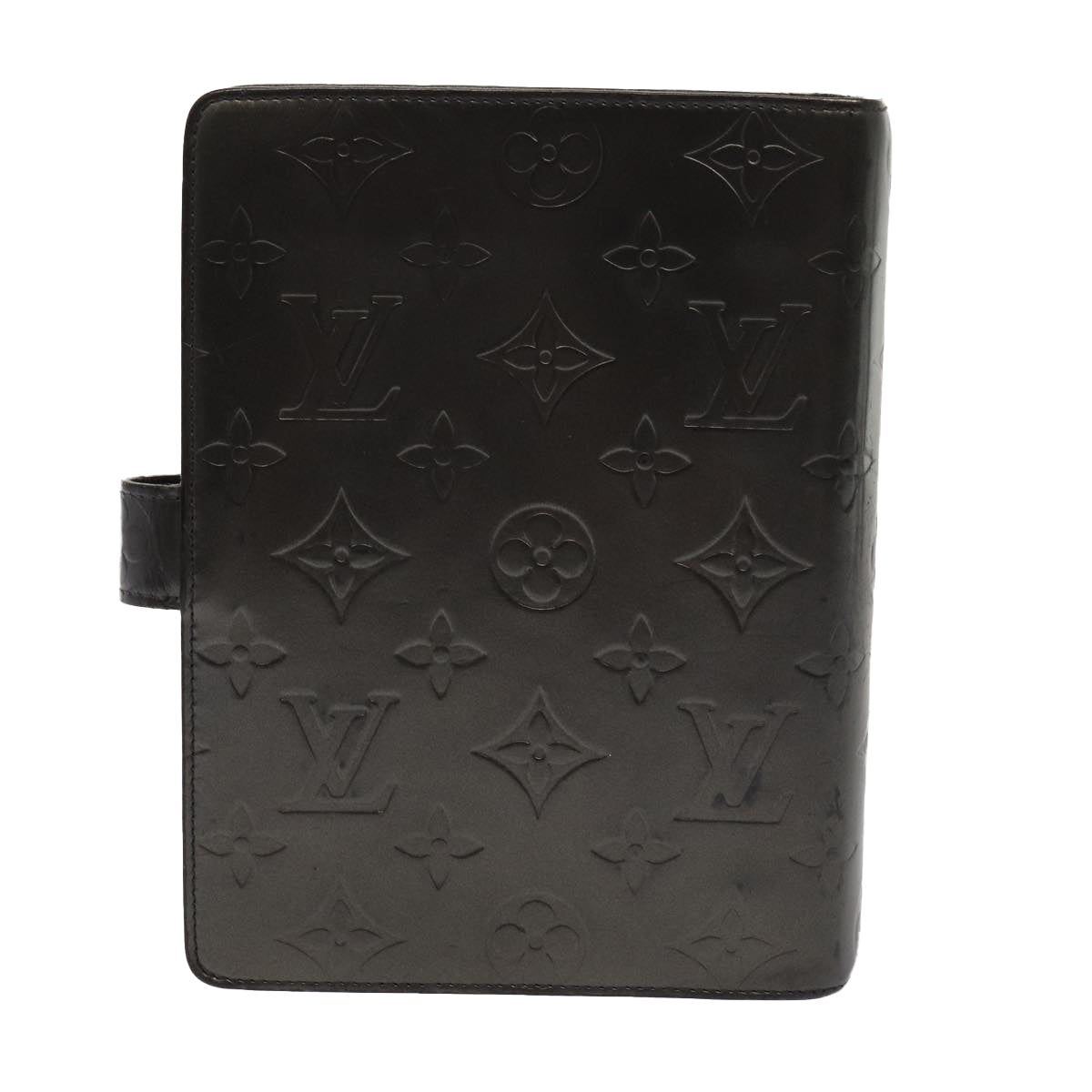 LOUIS VUITTON Monogram Mat Agenda MM Day Planner Cover Black R20925 Auth 78381