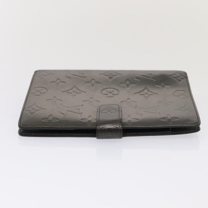 LOUIS VUITTON Monogram Mat Agenda MM Day Planner Cover Black R20925 Auth 78381