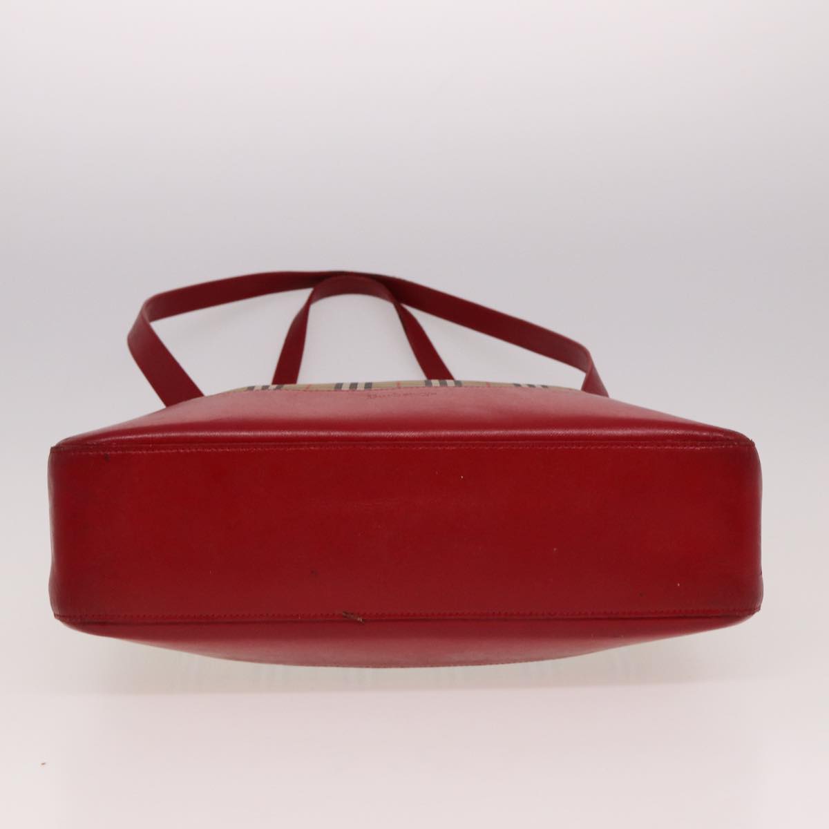 BURBERRYSs Nova Check Tote Bag Canvas Beige Red Auth 78424
